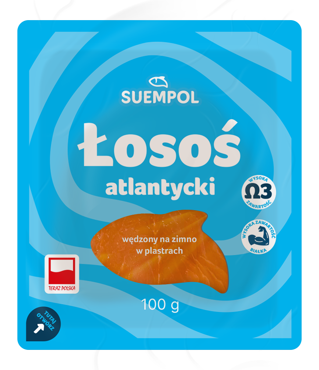 Łosoś Atlantycki wędzony na zimno, plastrowany