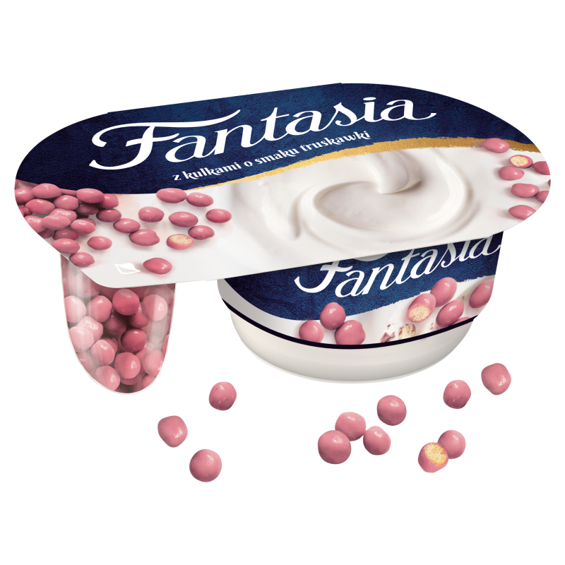 Jogurt kremowy z kulkami o smaku truskawkowym