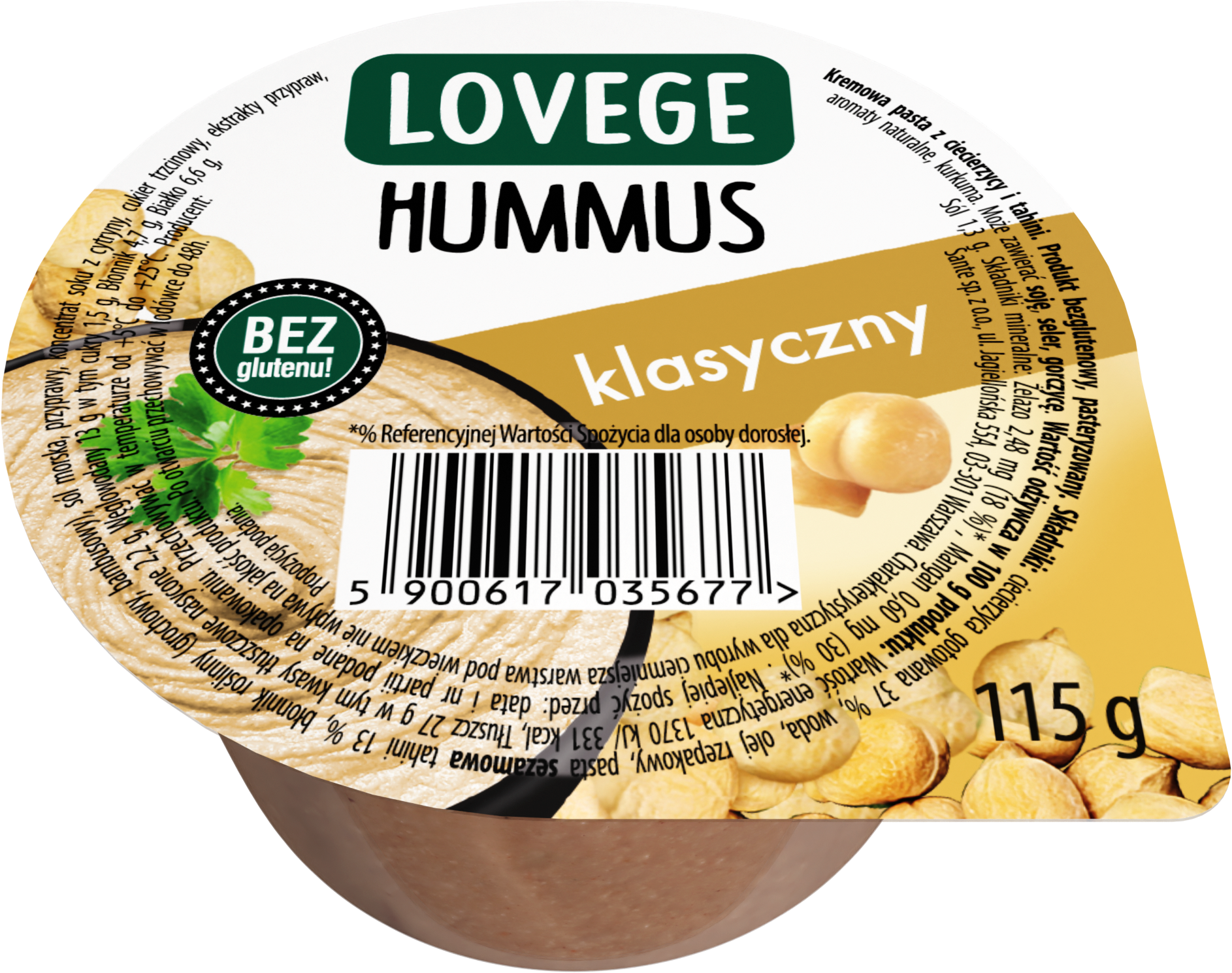 Hummus klasyczny bezglutenowy