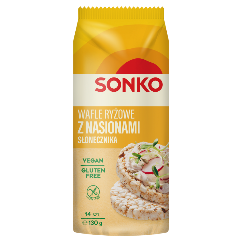 Wafle ryżowe ze słonecznikiem (bezglutenowe)