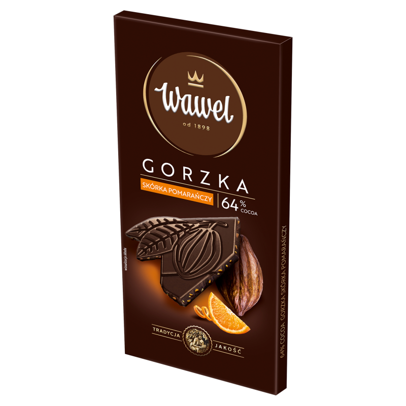 Czekolada PREMIUM Gorzka 64% ze skórką pomarańczową