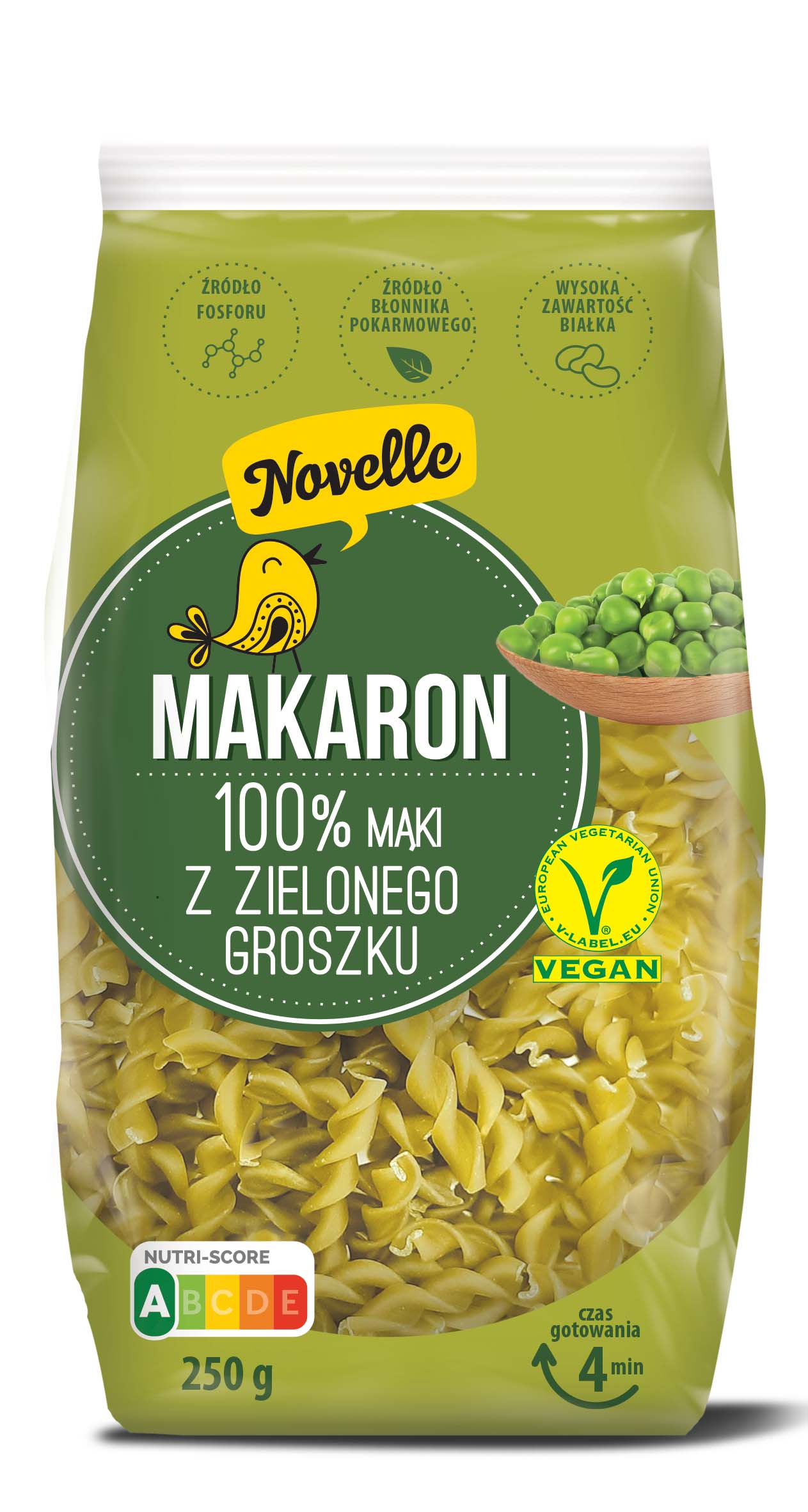 Makaron warzywny (z zielonego groszku) - świderki