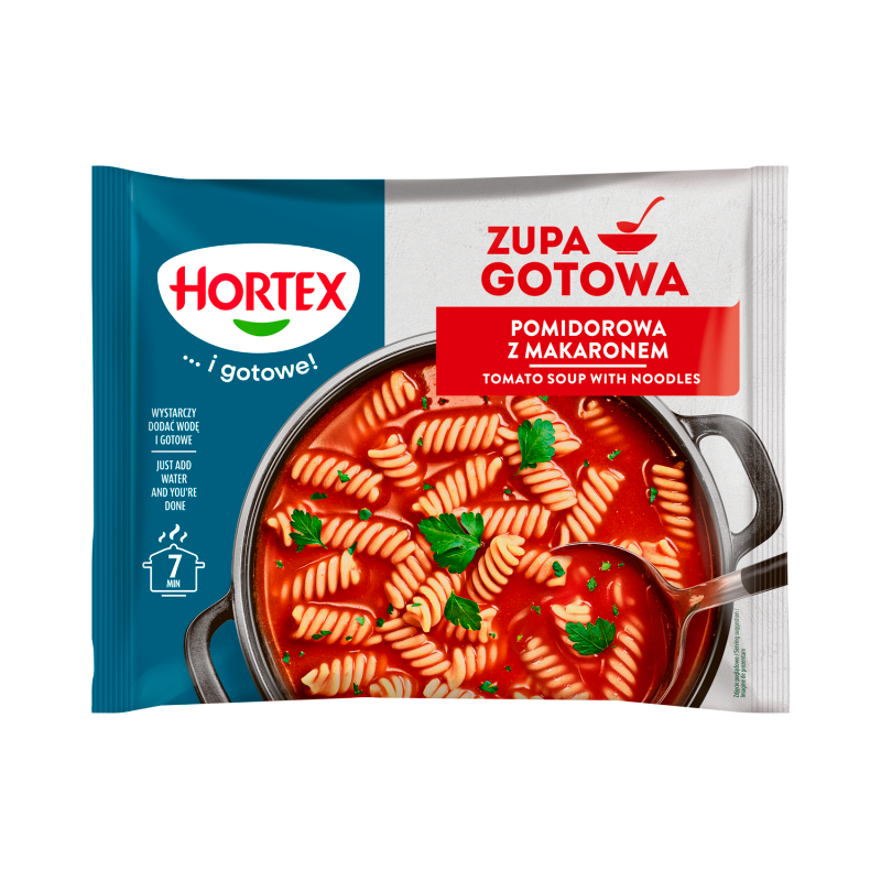 Gotowa zupa pomidorowa z makaronem