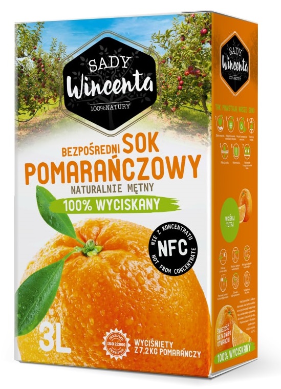 Sok pomarańczowy w kartonie wyciskany