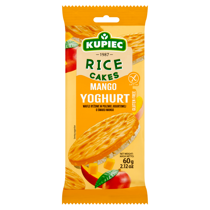 Wafle ryżowe w polewie jogurtowej o smaku mango