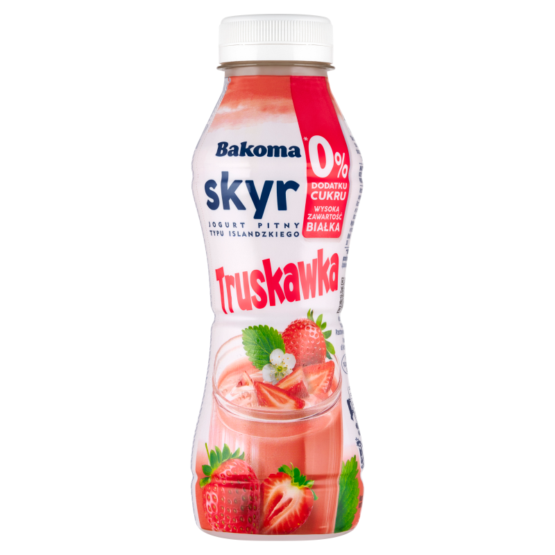 Skyr jogurt pitny typu islandzkiego o smaku truskawkowym bez dodatku cukru