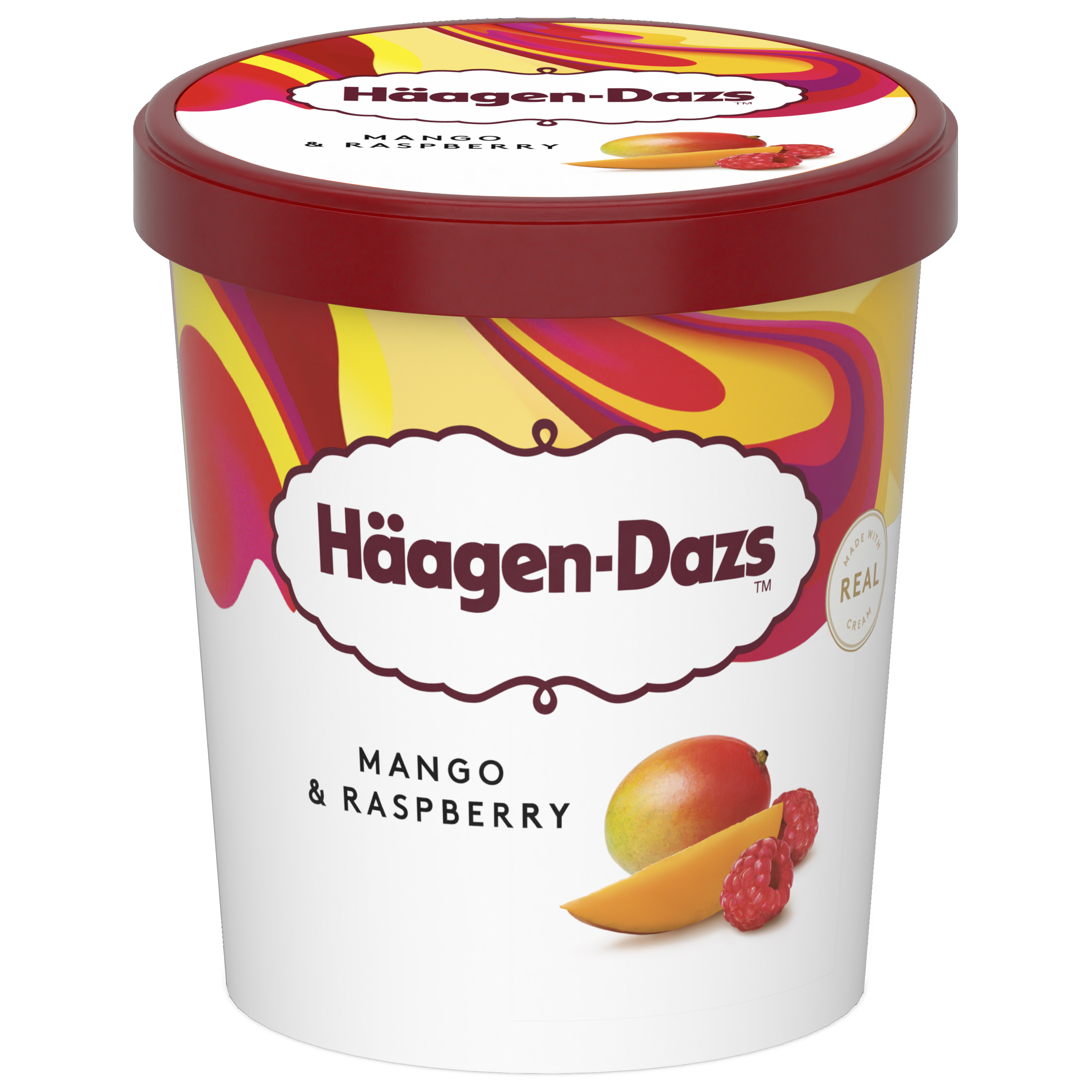 Lody mango z sosem malinowym