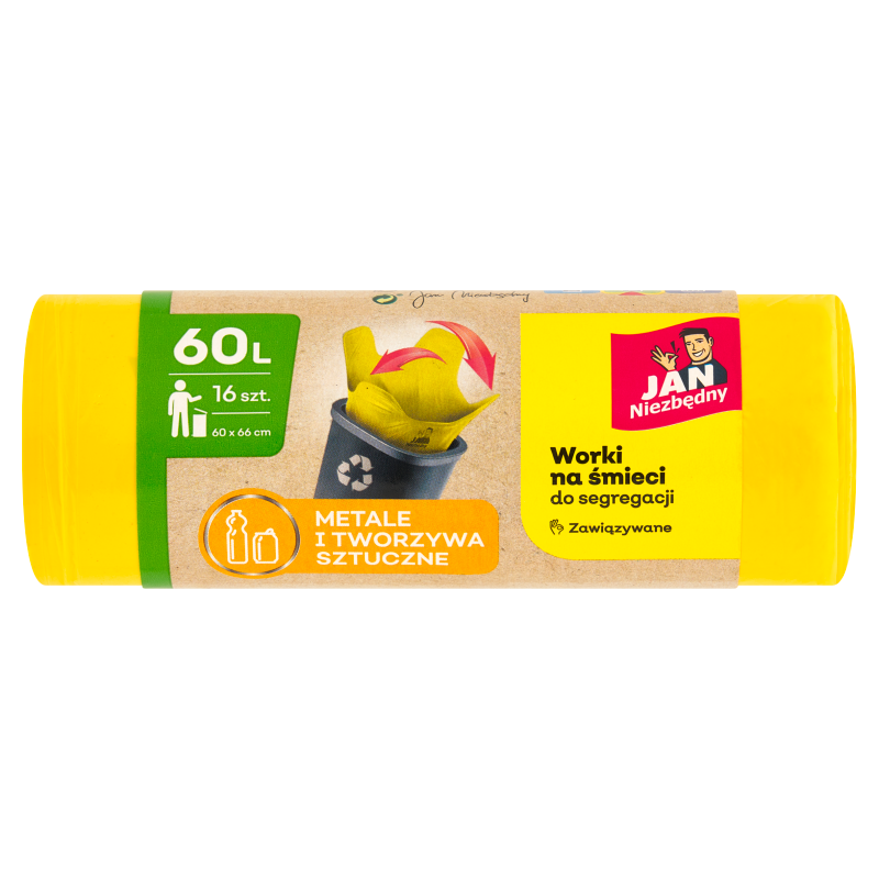 Worki do segregacji śmieci 60l 16 szt - żółty