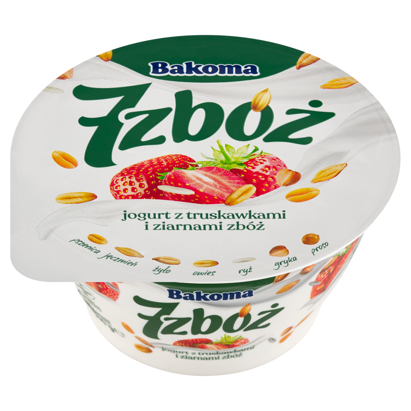 Jogurt z truskawkami i ziarnami zbóż