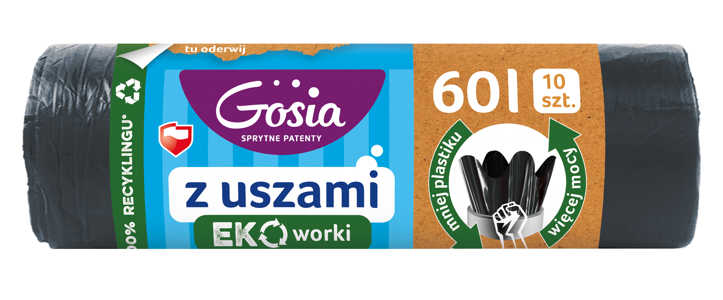 Worki na śmieci z uszami 60l 10 szt.