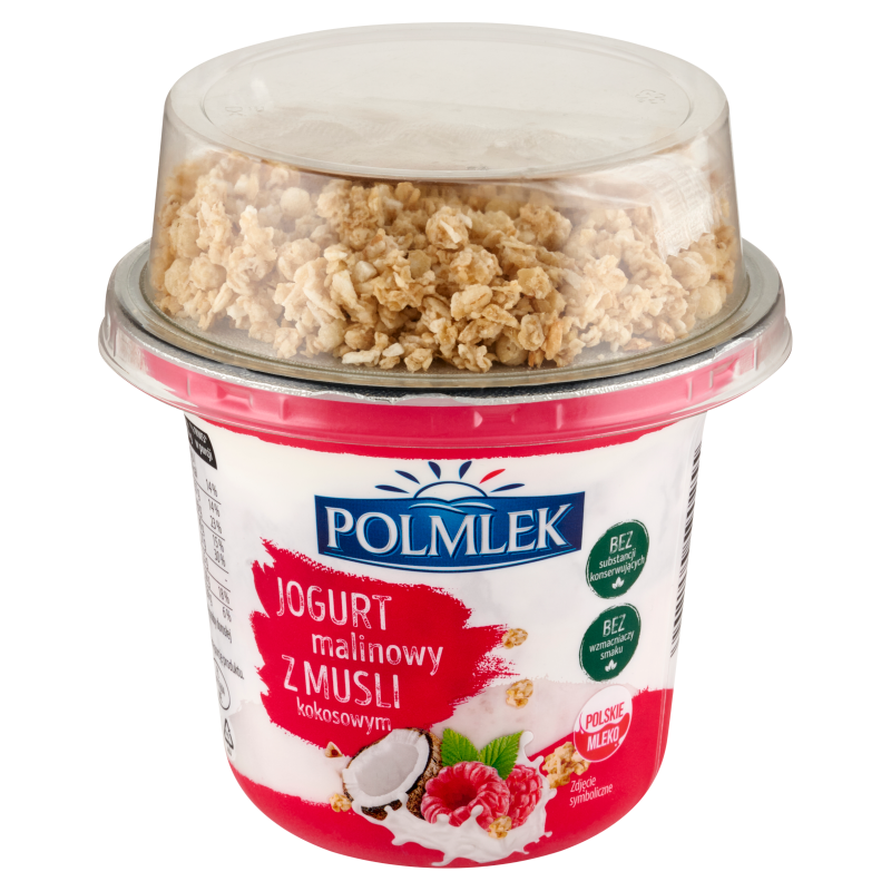Jogurt malinowy z musli kokosowym