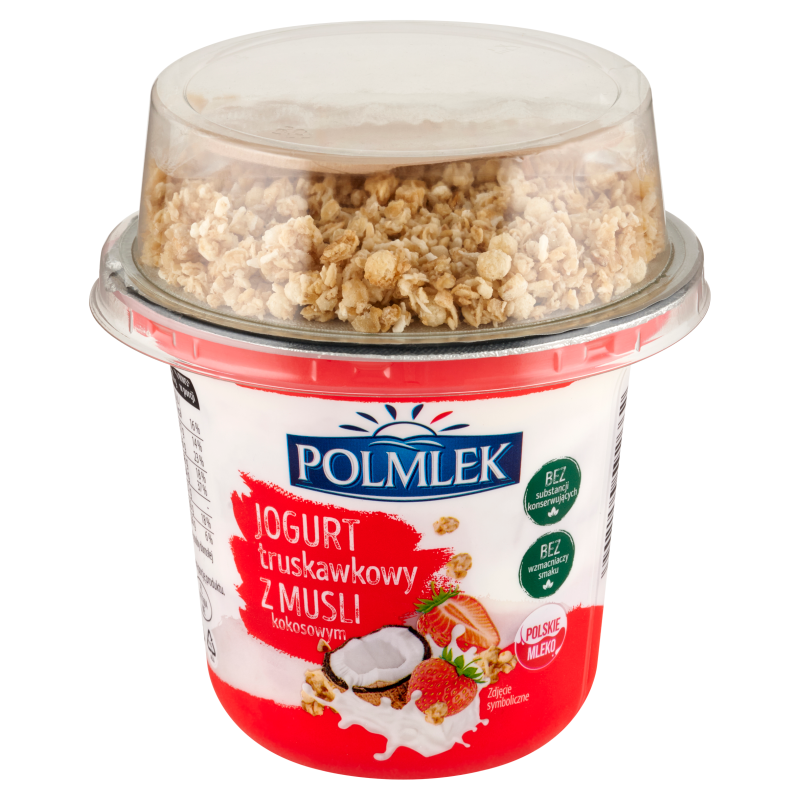 Jogurt truskawkowy z musli kokosowym