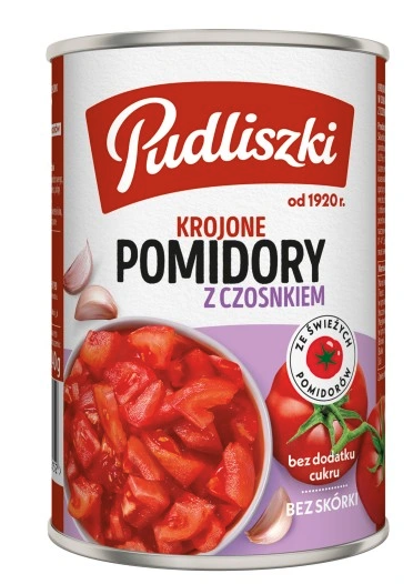 Pomidory krojone z czosnkiem (bez skórki)