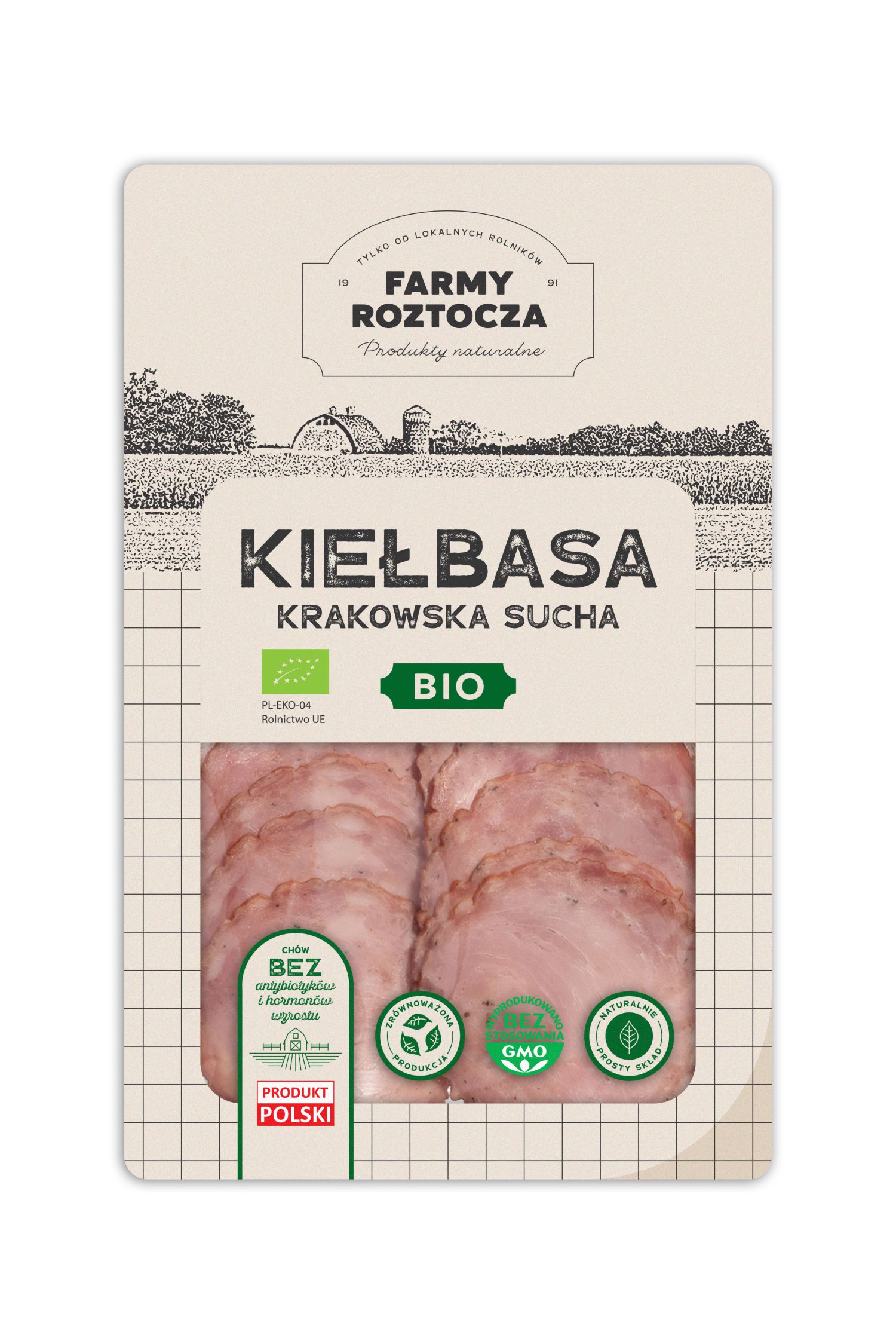 Kiełbasa krakowska sucha w plastrach BIO