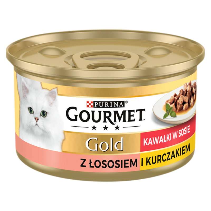 Pokarm dla kotów - łosoś i kurczak w sosie (puszka)