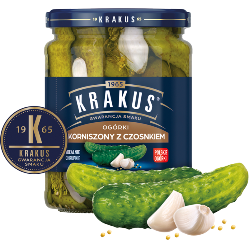 Ogórki korniszony z czosnkiem