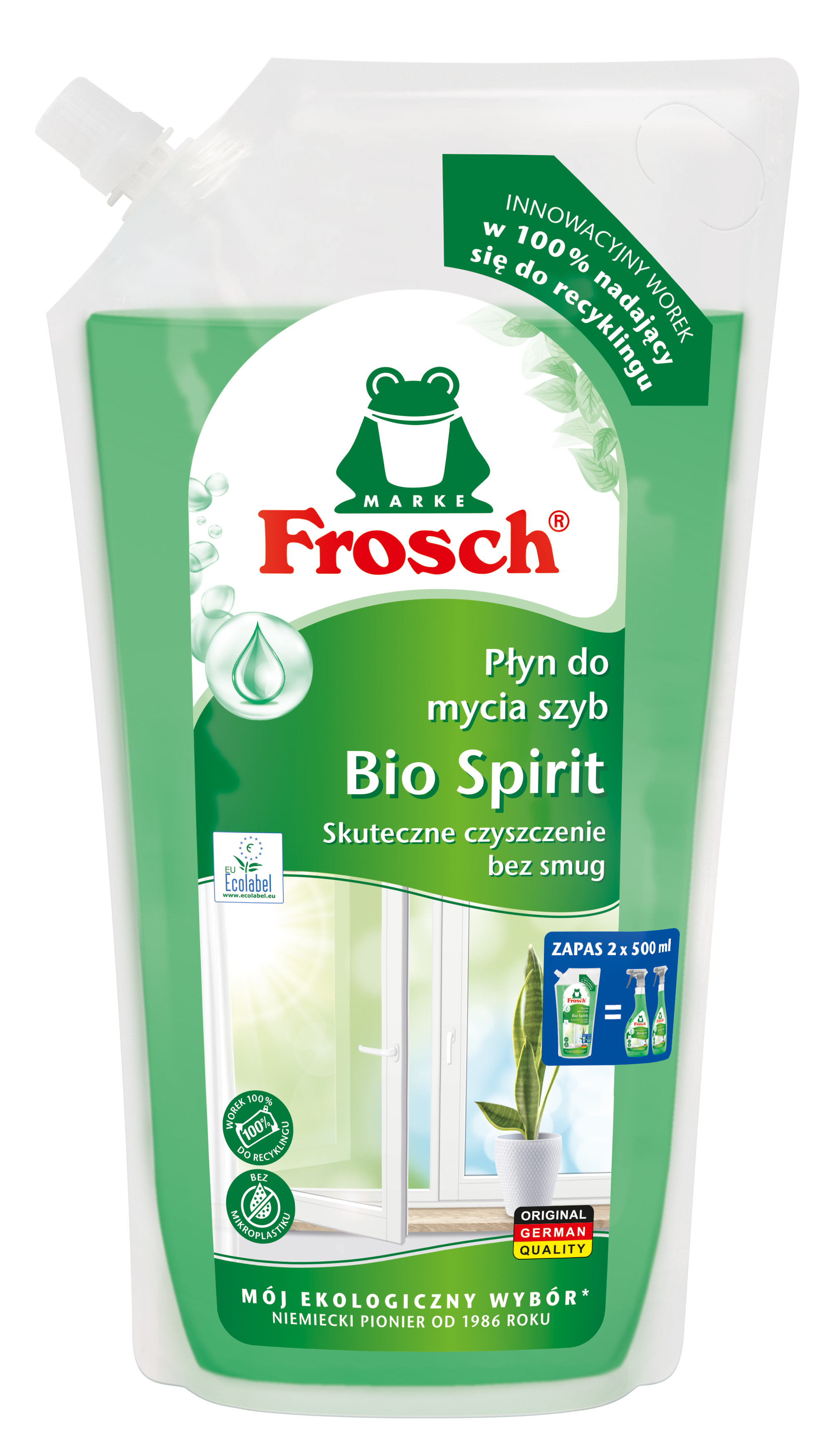 Zapas Płynu do mycia Szyb w worku Bio Spiri 1000ml