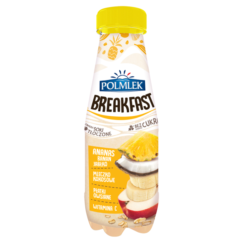 Breakfast ananas-banan-jabłko z płatkami owsianymi i mleczkiem kokosowym