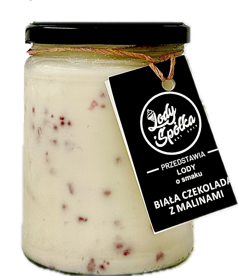 Lody o smaku białej czekolady z malinami