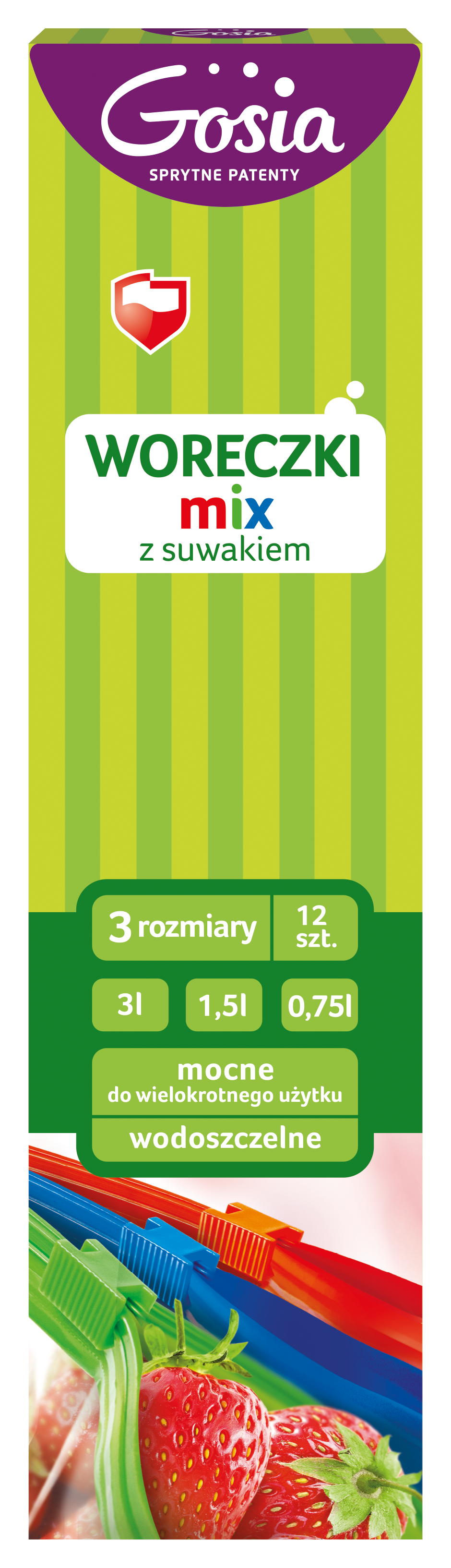 Woreczki z suwakiem 12 sztuk (3l, 1,5l 0,75l)