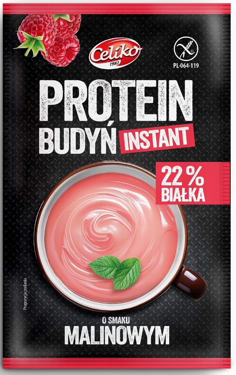 Budyń proteinowy o sm. malinowym (instant) bezglutenowy