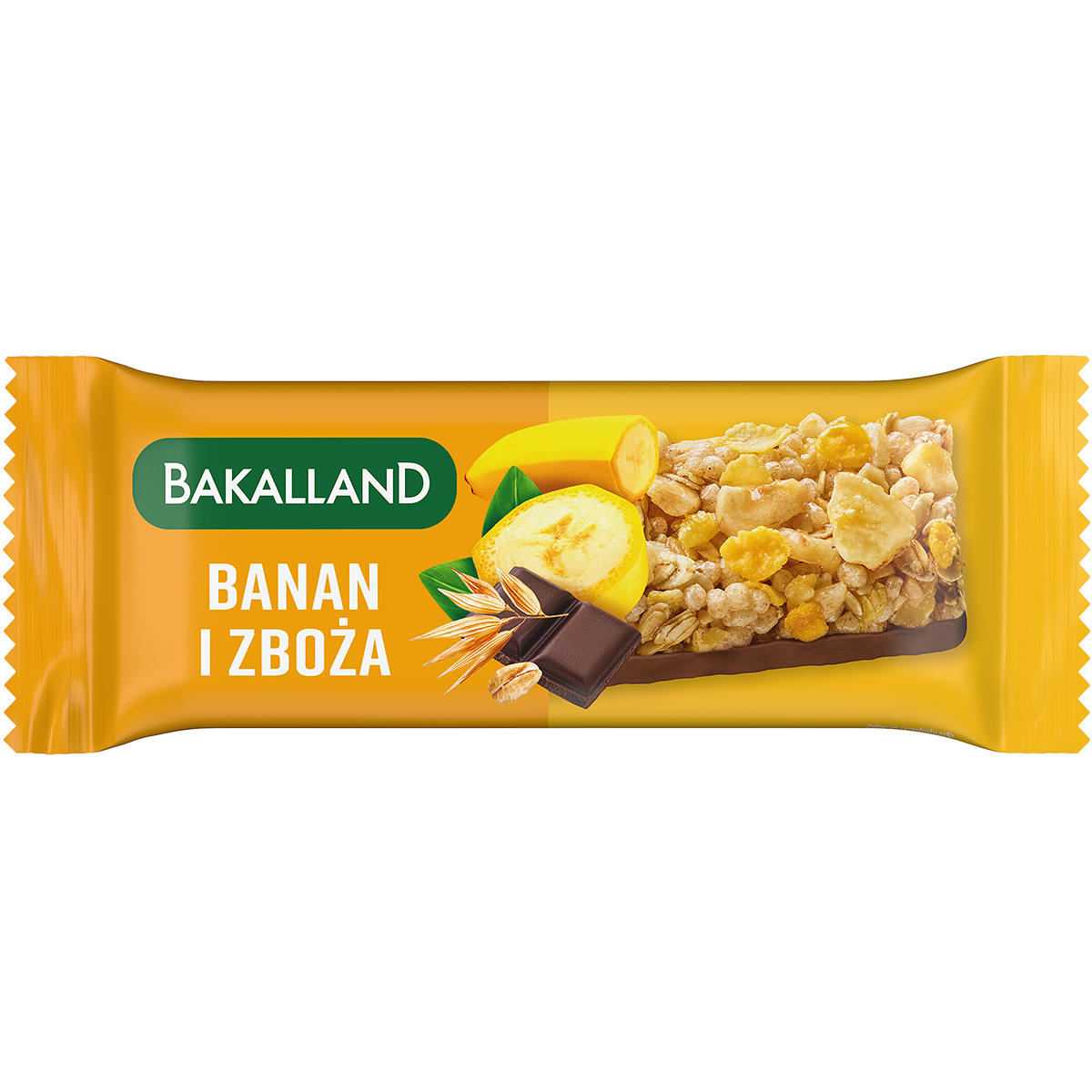 Baton zbożowy z chipsami bananowymi z polewą czekoladową