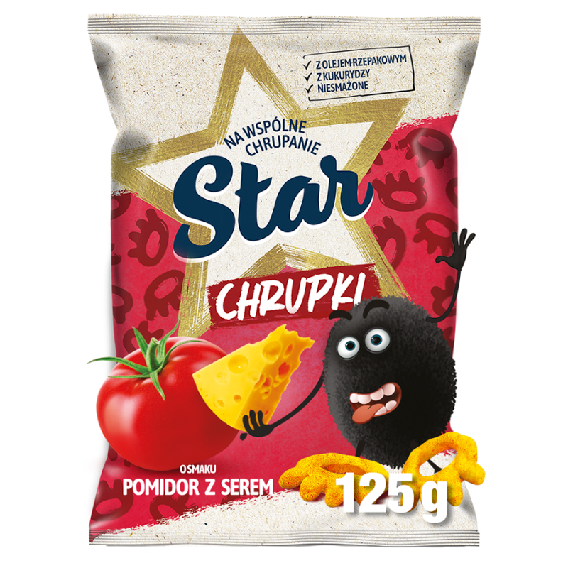 Chrupki kukurydziane o smaku pomidora z serem