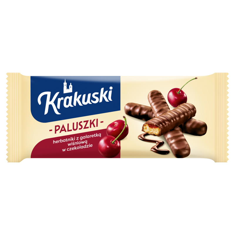 Paluszki Herbatniki z galaretką wiśniową w czekoladzie