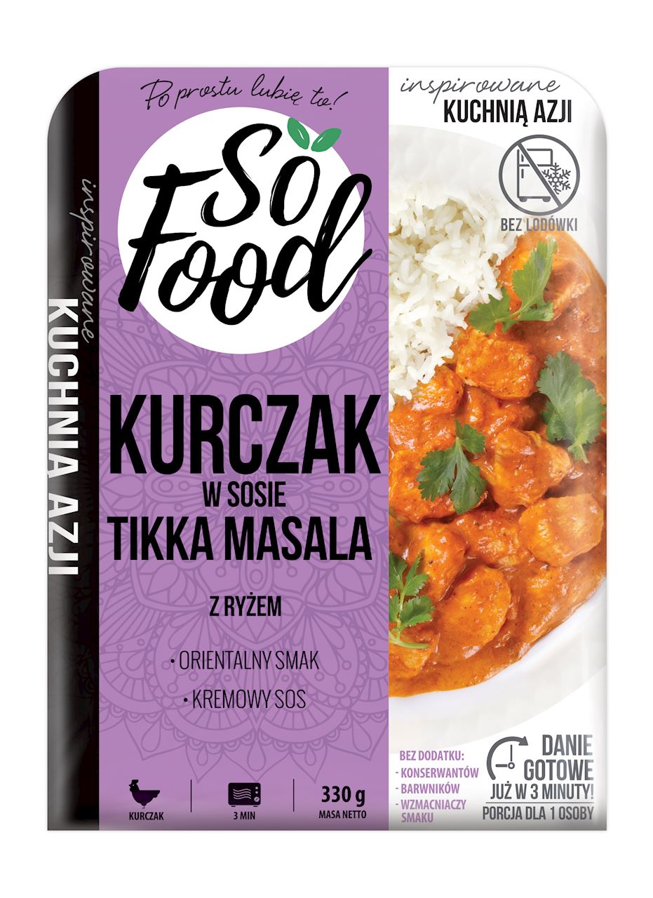 Kurczak w sosie tikka masala z ryżem