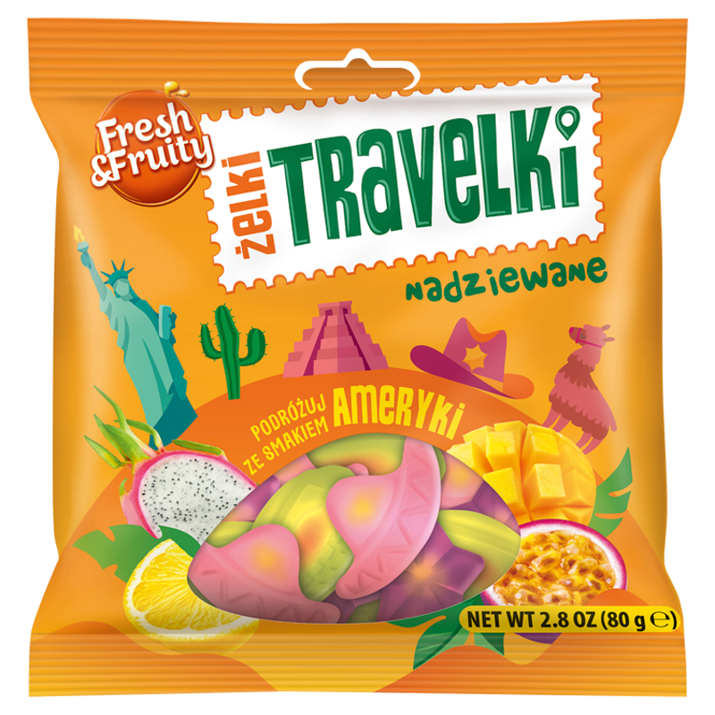 Żelki Travelki nadziewane smaki Ameryki