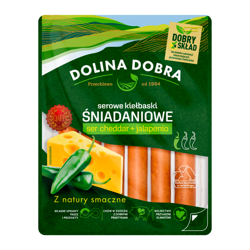 Serowe kiełbaski śniadaniowe ser cheddar+jalapeno