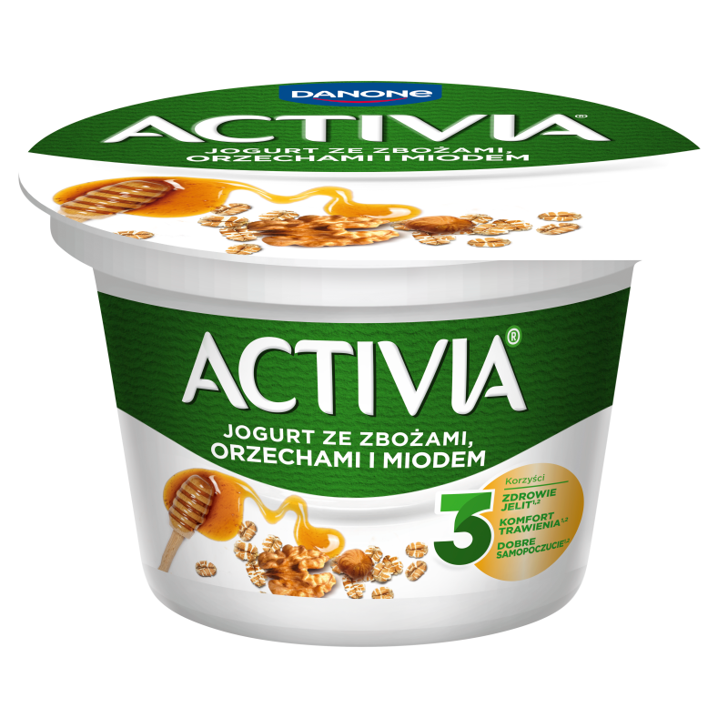 Jogurt ze zbożami orzechami i miodem