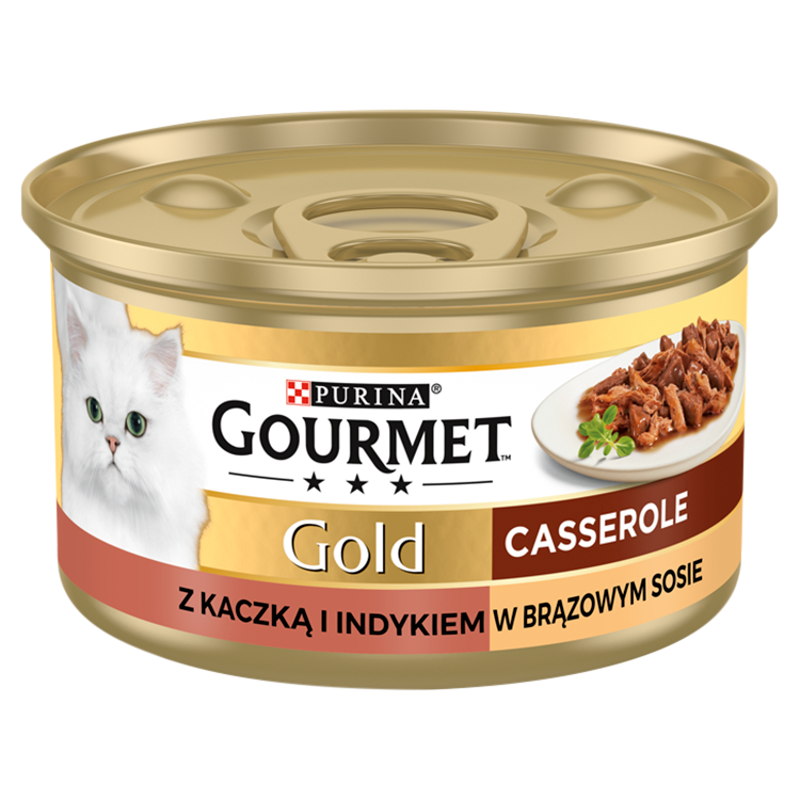 Karma dla dorosłych kotów z kaczką i indykiem w brązowym sosie