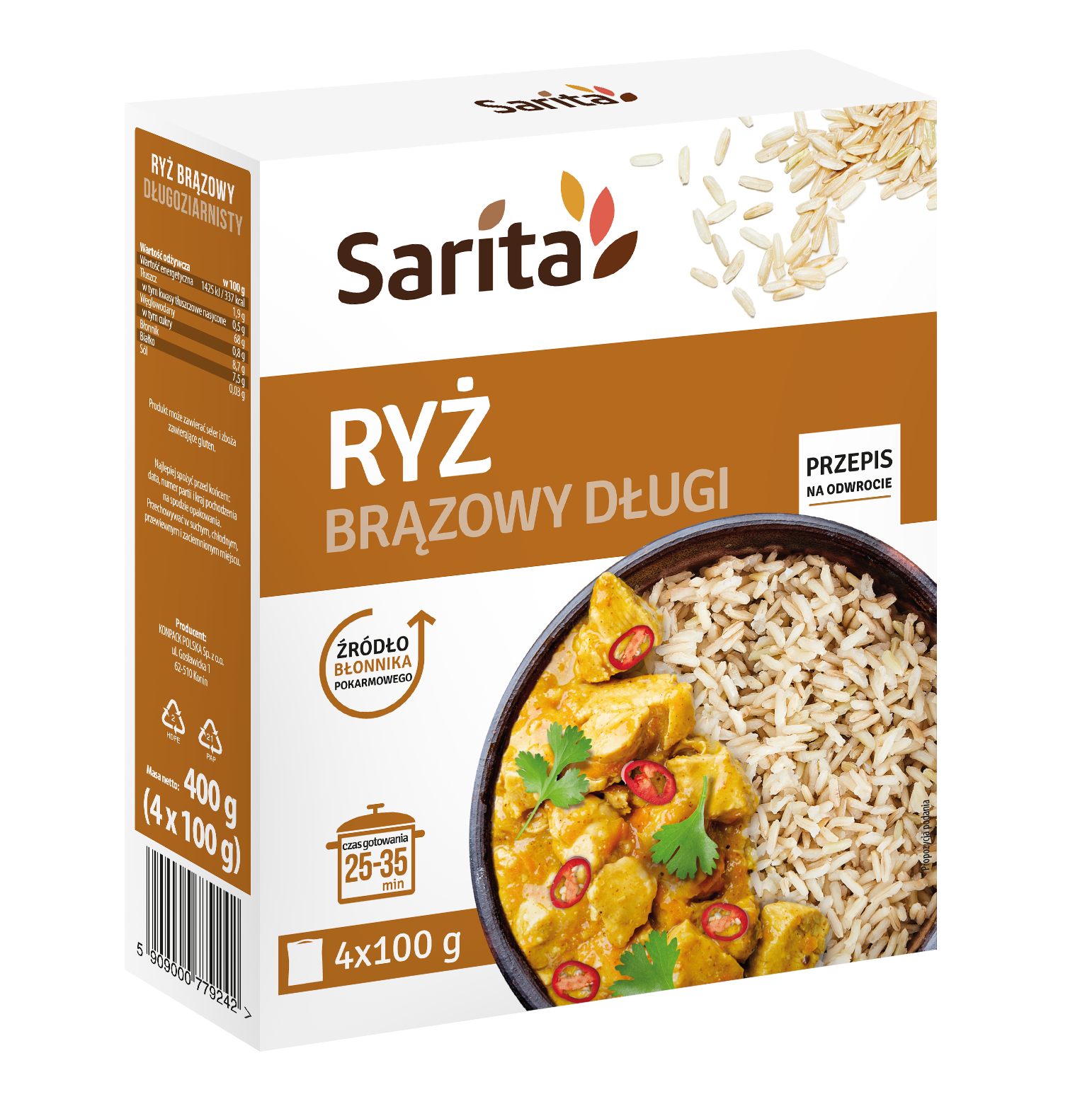 Ryż brązowy długi (4x100g)