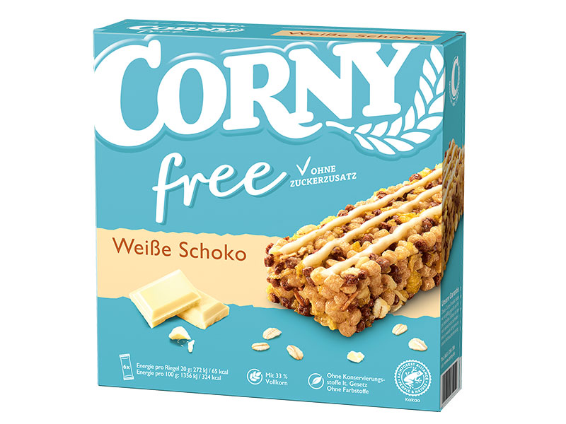 Baton zbożowy z białą czekoladą - bez dodatku cukru (6x20g)