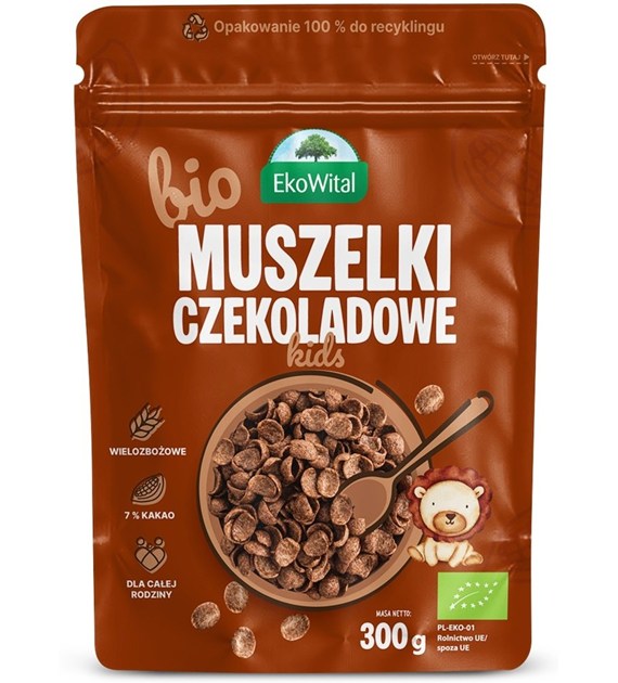 Płatki śniadaniowe czekoladowe Muszelki BIO