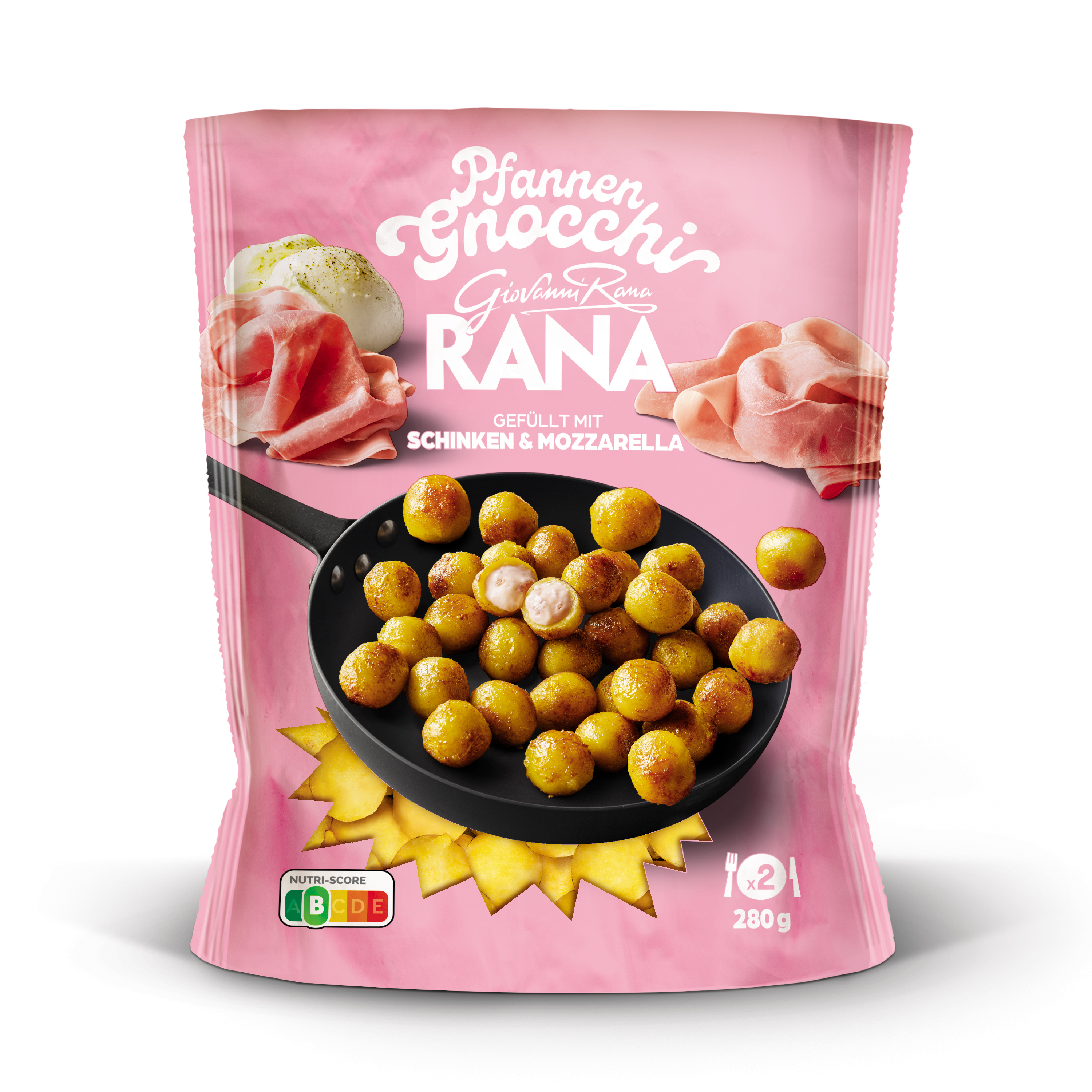 Gnocchi ziemniaczane (świeże) z szynką i mozarellą - na patelnię
