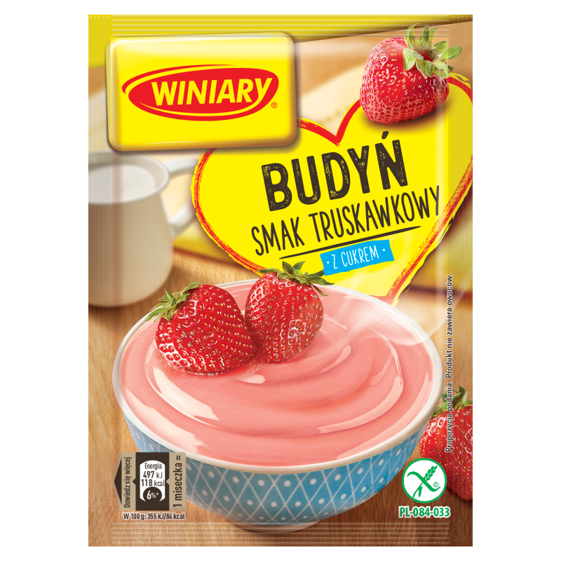 Budyń o smaku truskawkowym (z cukrem) bezglutenowy