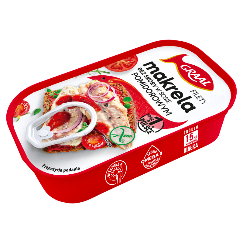 Filety z makreli (bez skóry) w sosie pomidorowym bezglutenowe