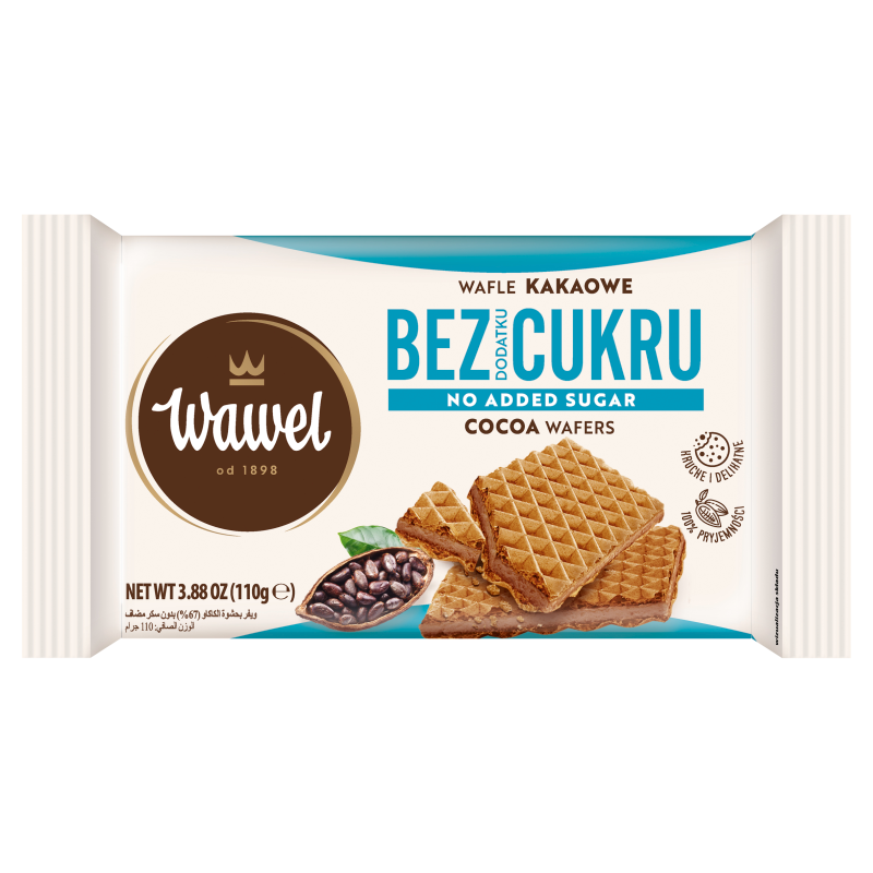 Wafle o smaku kakaowym bez dodatku cukru
