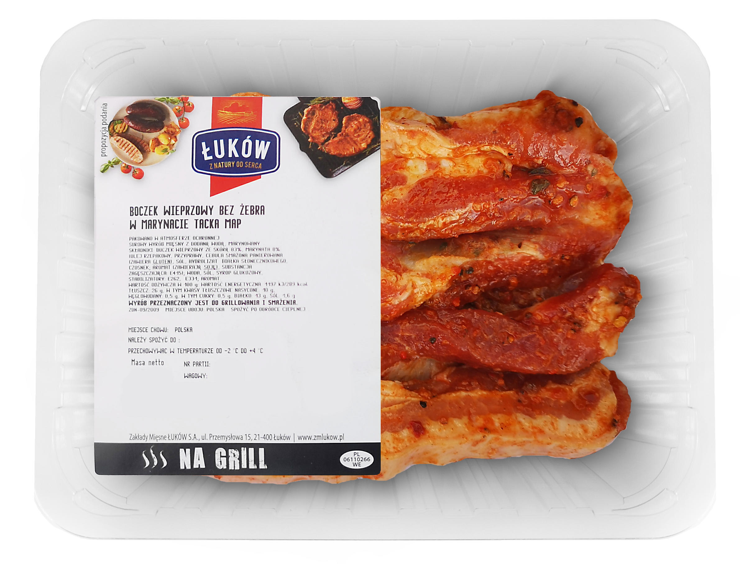 Boczek wieprzowy bez kości marynowany plastry na grill (240g-360g)