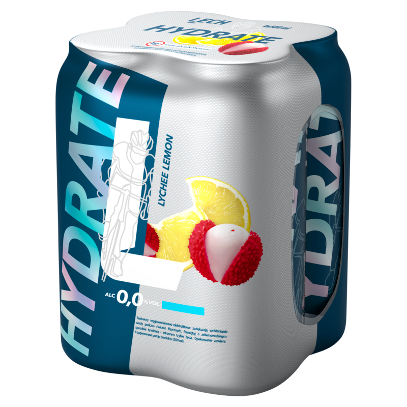 Active Hydrate Liczi i Cytryna Piwo bezalkoholowe 4x500ml (puszka zwrotna)