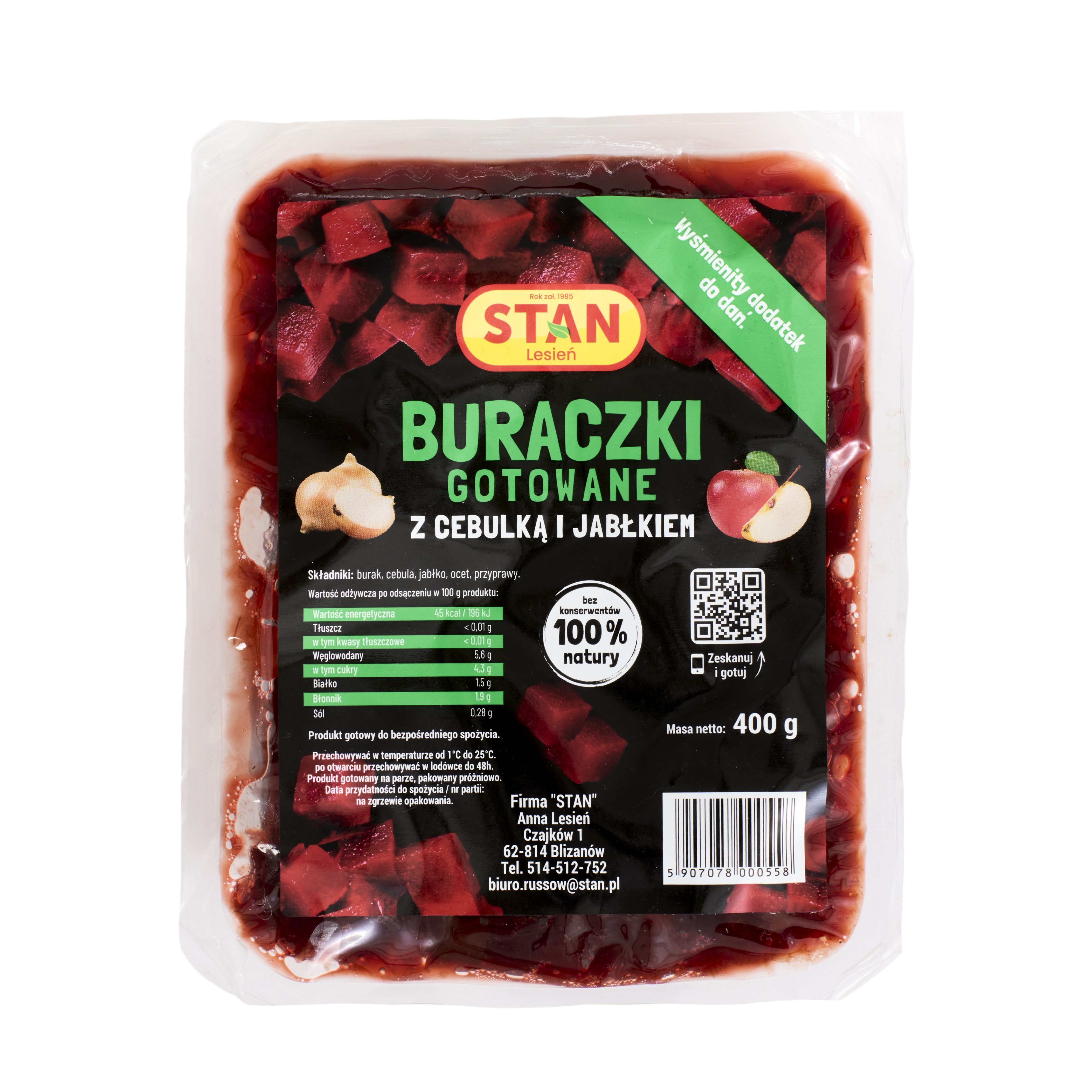 Buraczki gotowane z cebulką i jabłkiem
