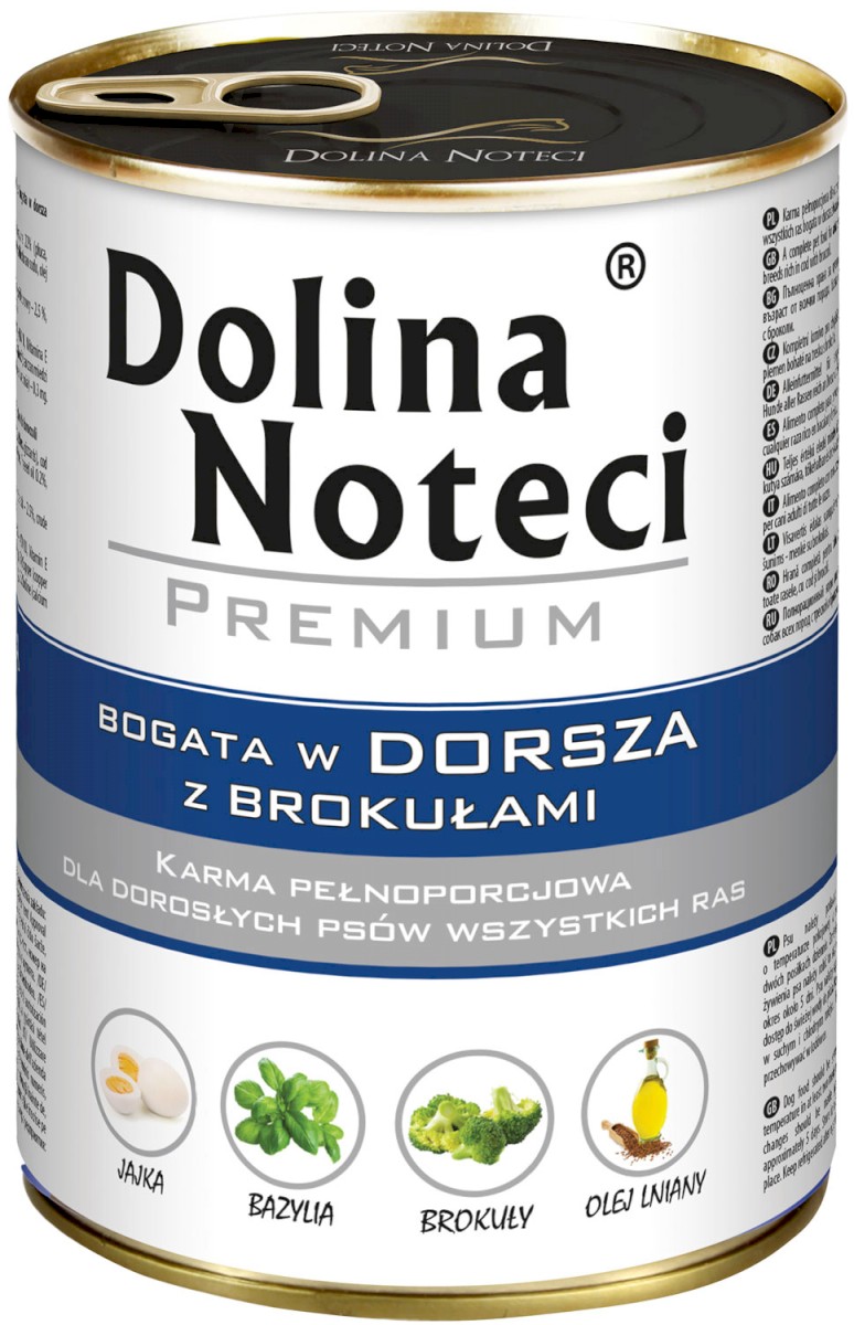 Mokry pokarm dla dorosłych psów wszystkich ras z dorszem i brokułami puszka