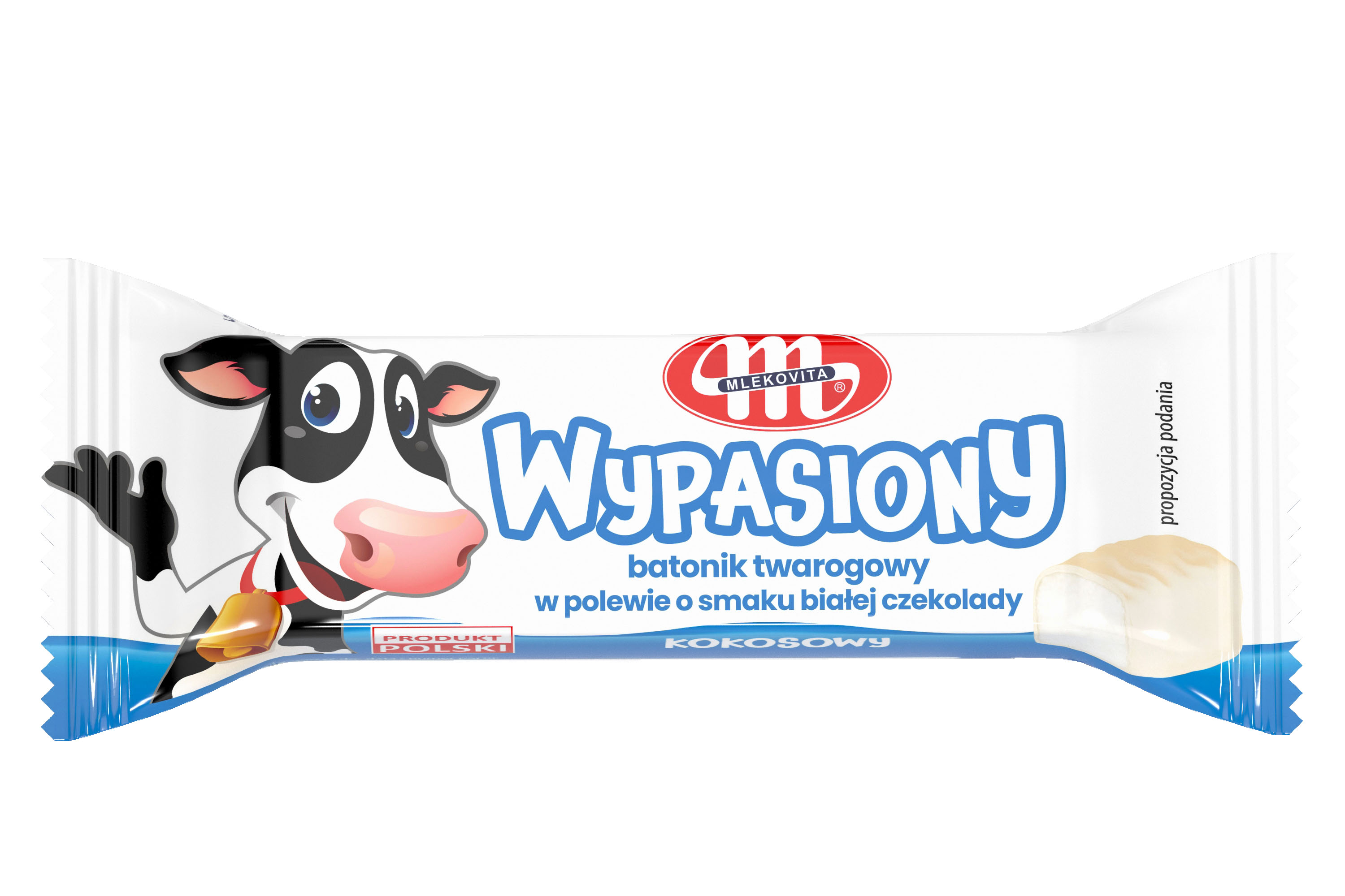 Batonik twarogowy kokosowy w polewie o smaku białej czekolady