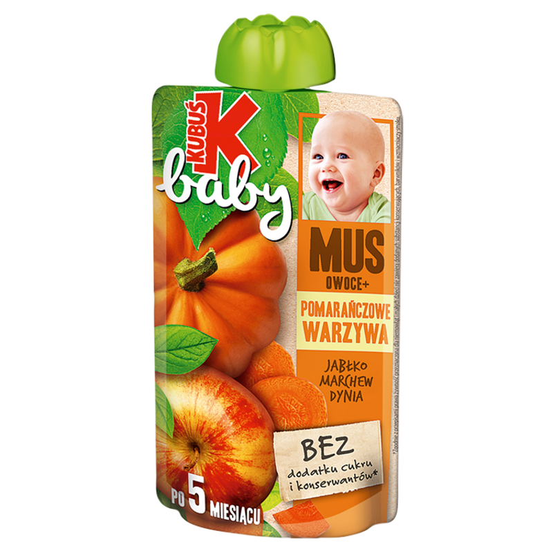 Mus owoce + pomarańczowe warzywa jabłko marchew dynia po 6 miesiącu