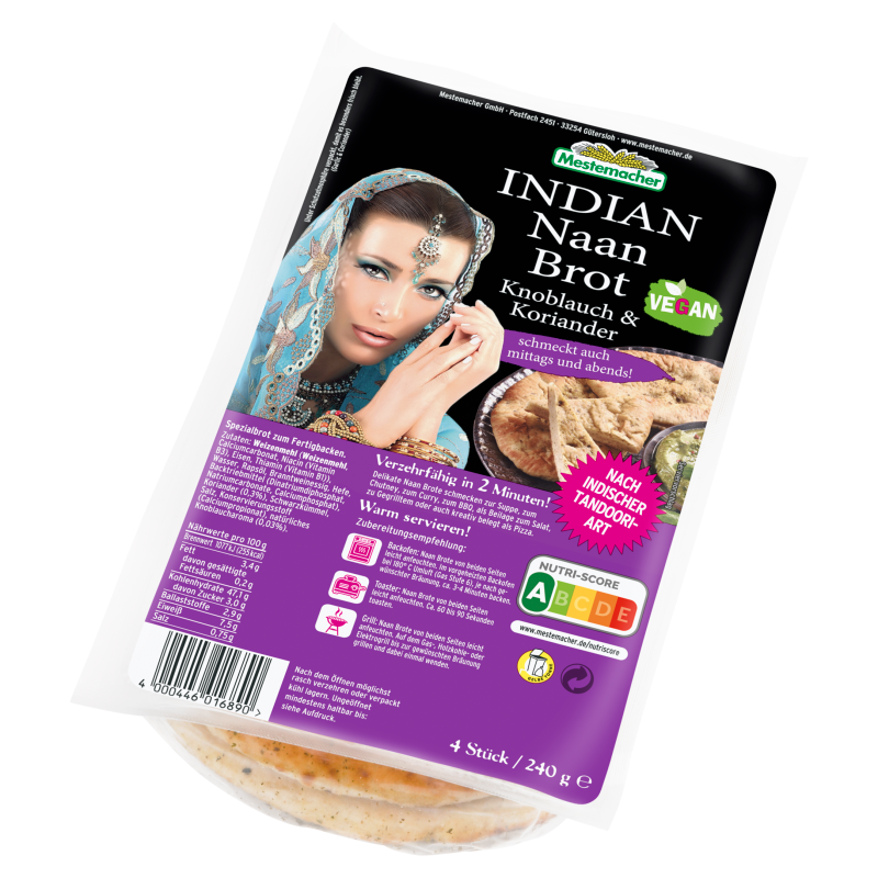 Chlebek indyjski Naan z czosnkiem i kolendrą