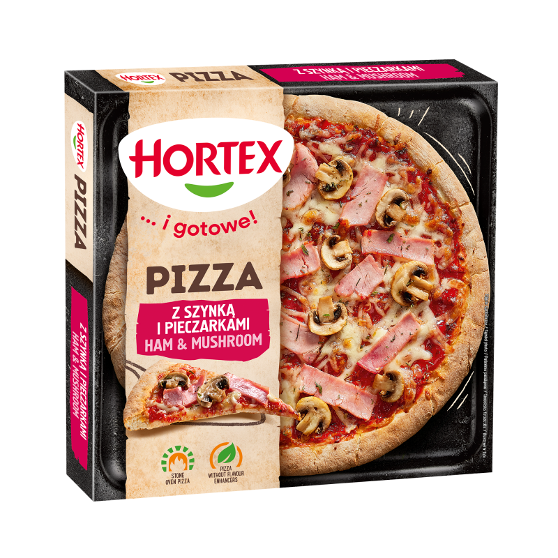 Pizza z szynką i pieczarkami