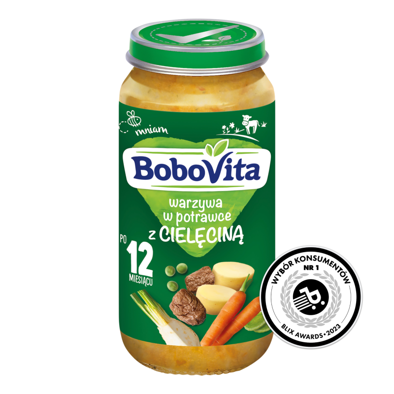 Warzywa w potrawce z cielęcinką 1-3 lata