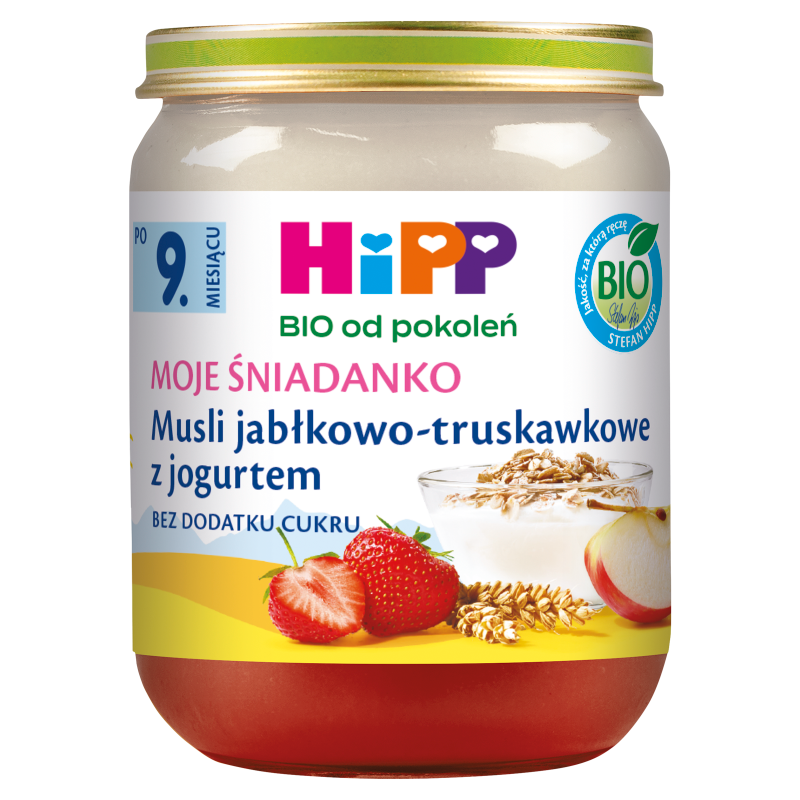 Musli jabłkowo-truskawkowe z jogurtem po 9 miesiącu